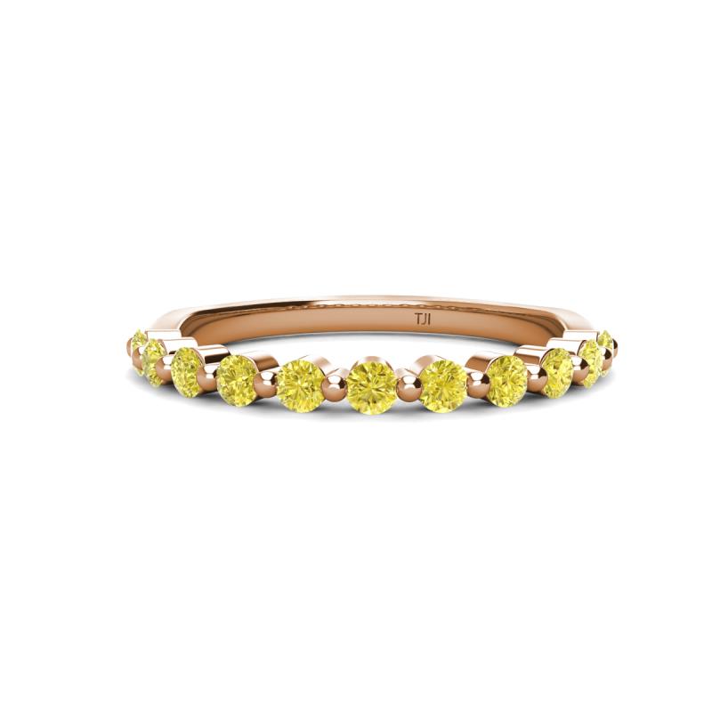 Venice 2.50 mm Round Yellow Diamond 11 Stone Wedding Band 