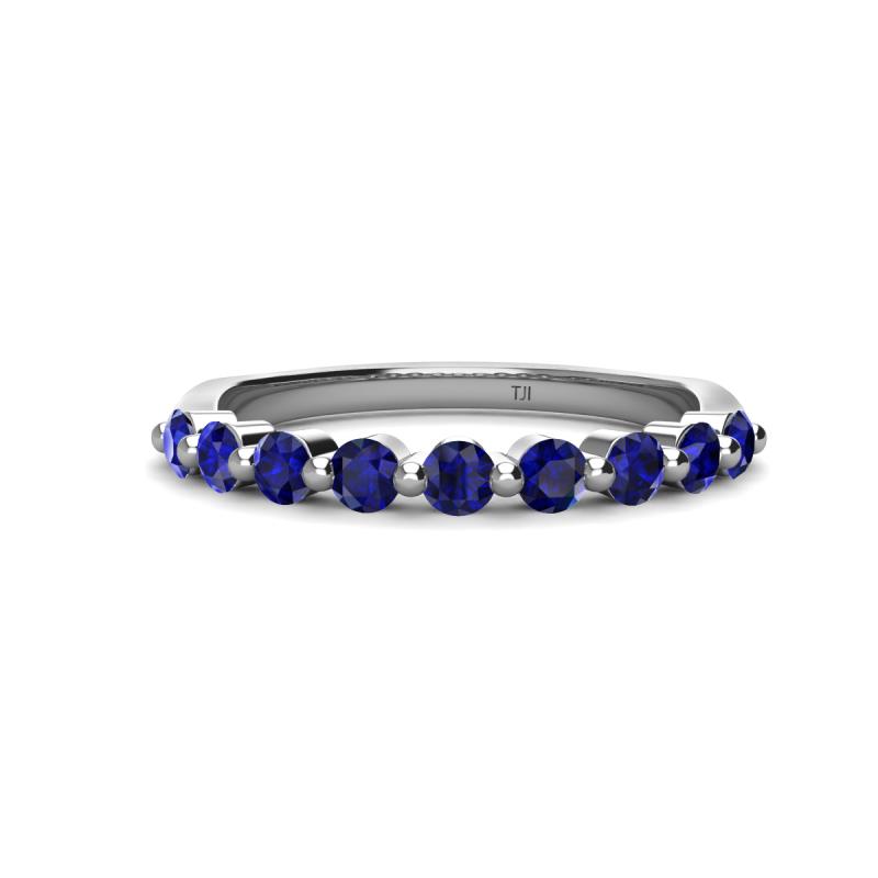Venice 2.70 mm Round Blue Sapphire 9 Stone Wedding Band 