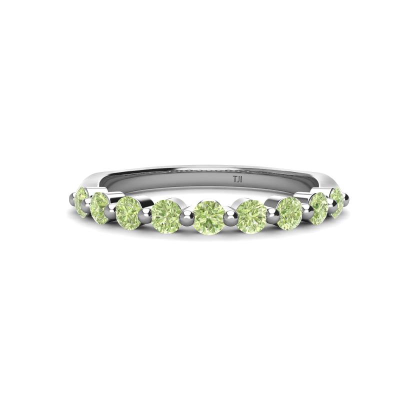 Venice 2.70 mm Round Peridot 9 Stone Wedding Band 