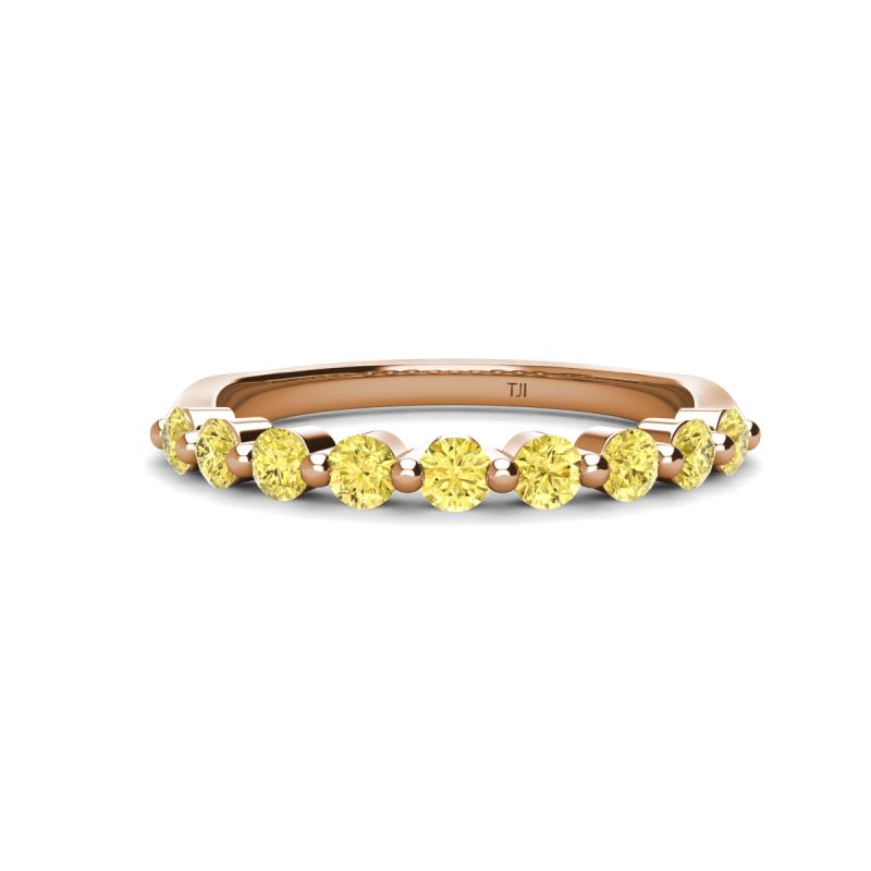 Venice 2.70 mm Round Yellow Sapphire 9 Stone Wedding Band 