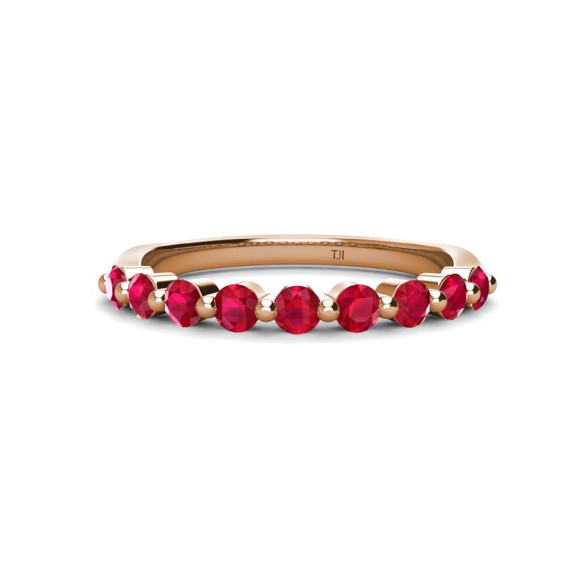 Venice 2.70 mm Round Ruby 9 Stone Wedding Band 