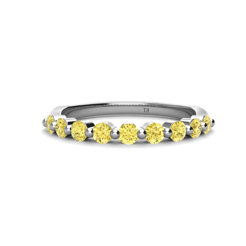 Venice 2.70 mm Round Yellow Sapphire 9 Stone Wedding Band 