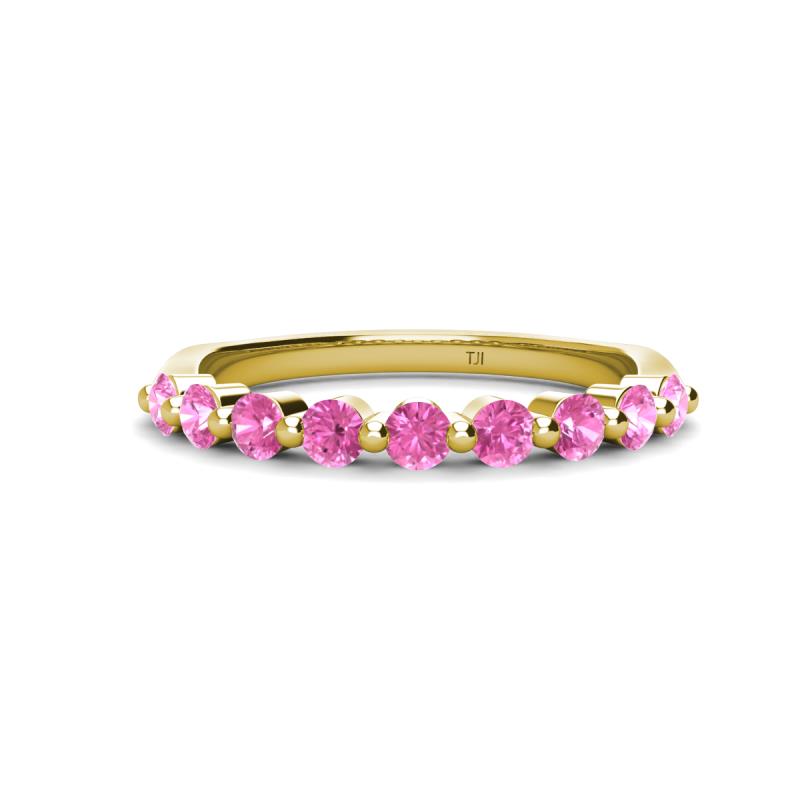 Venice 2.70 mm Round Pink Sapphire 9 Stone Wedding Band 