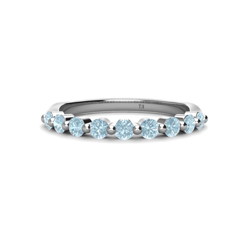 Venice 2.70 mm Round Aquamarine 9 Stone Wedding Band 