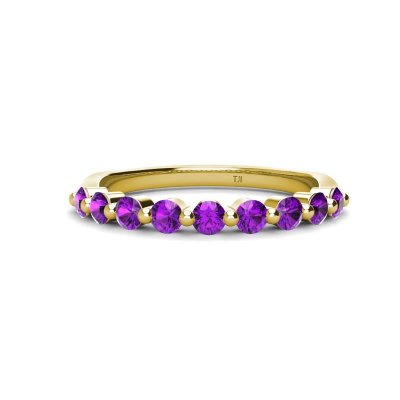 Venice 2.70 mm Round Amethyst 9 Stone Wedding Band 