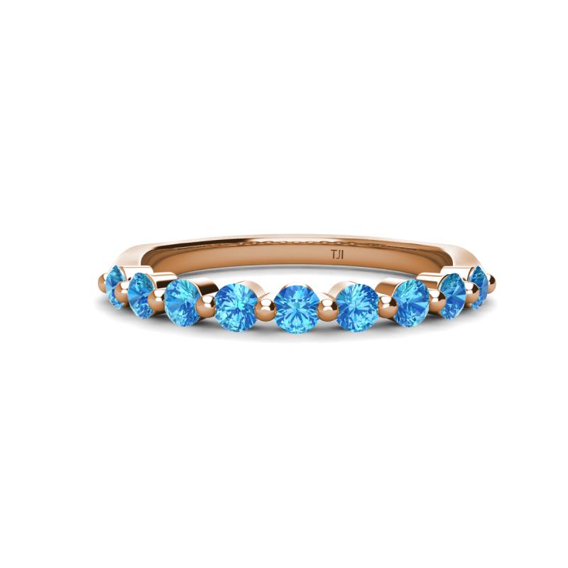 Venice 2.70 mm Round Blue Topaz 9 Stone Wedding Band 