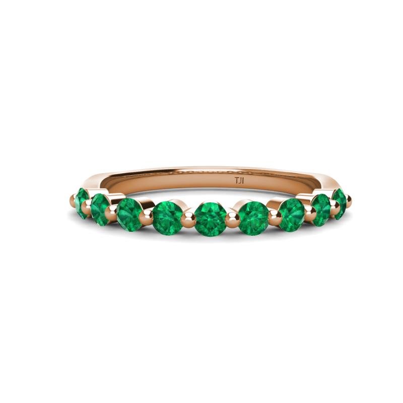 Venice 2.70 mm Round Emerald 9 Stone Wedding Band 