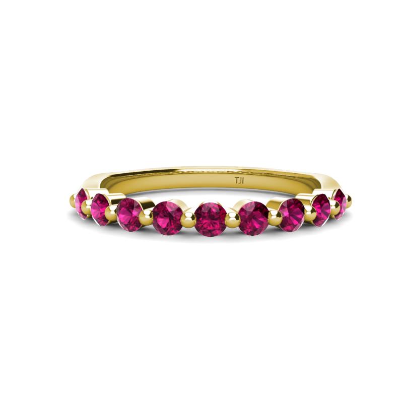 Venice 2.70 mm Round Rhodolite Garnet 9 Stone Wedding Band 