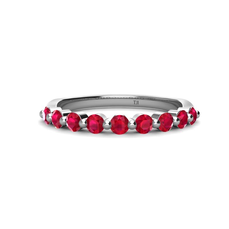 Venice 2.70 mm Round Ruby 9 Stone Wedding Band 