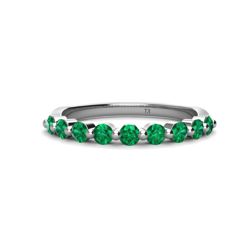 Venice 2.70 mm Round Emerald 9 Stone Wedding Band 