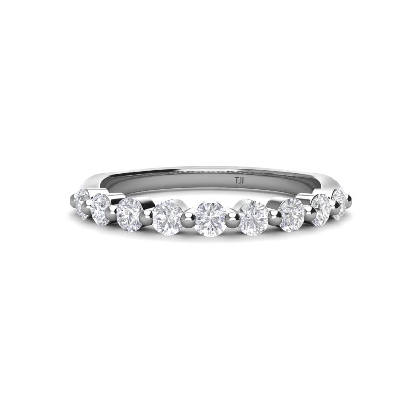 Venice 2.70 mm Round White Sapphire 9 Stone Wedding Band 