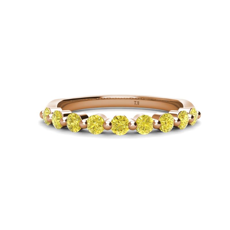 Venice 2.70 mm Round Yellow Diamond 9 Stone Wedding Band 