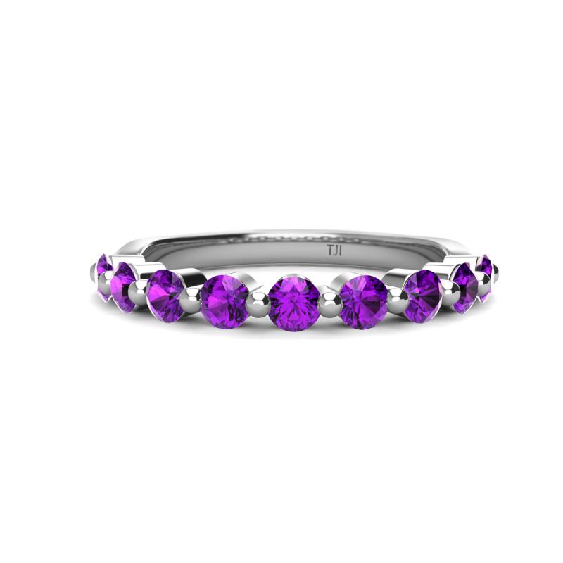 Venice 3.00 mm Round Amethyst 9 Stone Wedding Band 
