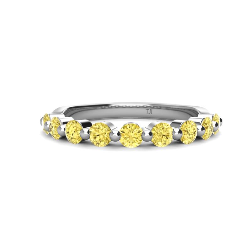 Venice 3.00 mm Round Yellow Sapphire 9 Stone Wedding Band 