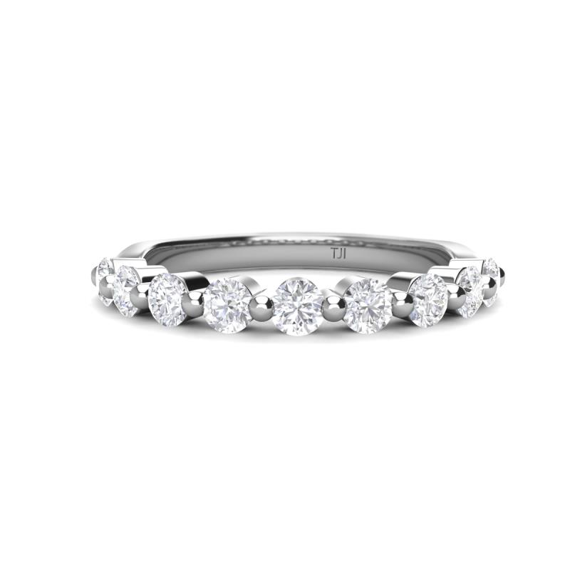 Venice 3.00 mm Round White Sapphire 9 Stone Wedding Band 