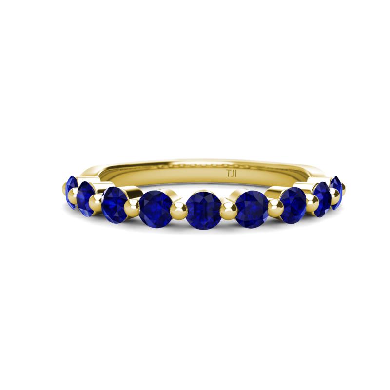 Venice 3.00 mm Round Blue Sapphire 9 Stone Wedding Band 