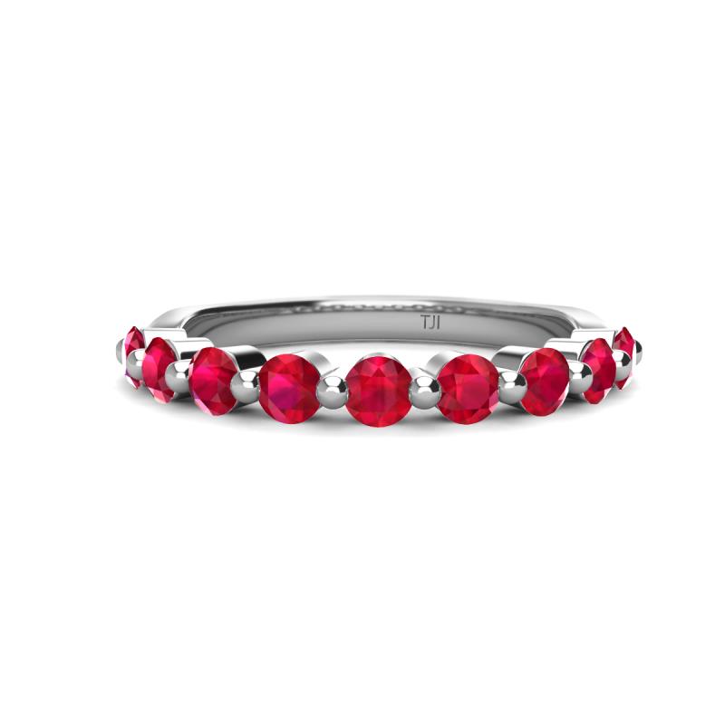 Venice 3.00 mm Round Ruby 9 Stone Wedding Band 