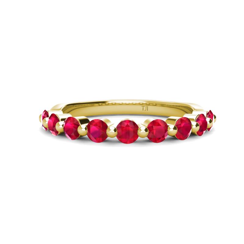 Venice 3.00 mm Round Ruby 9 Stone Wedding Band 