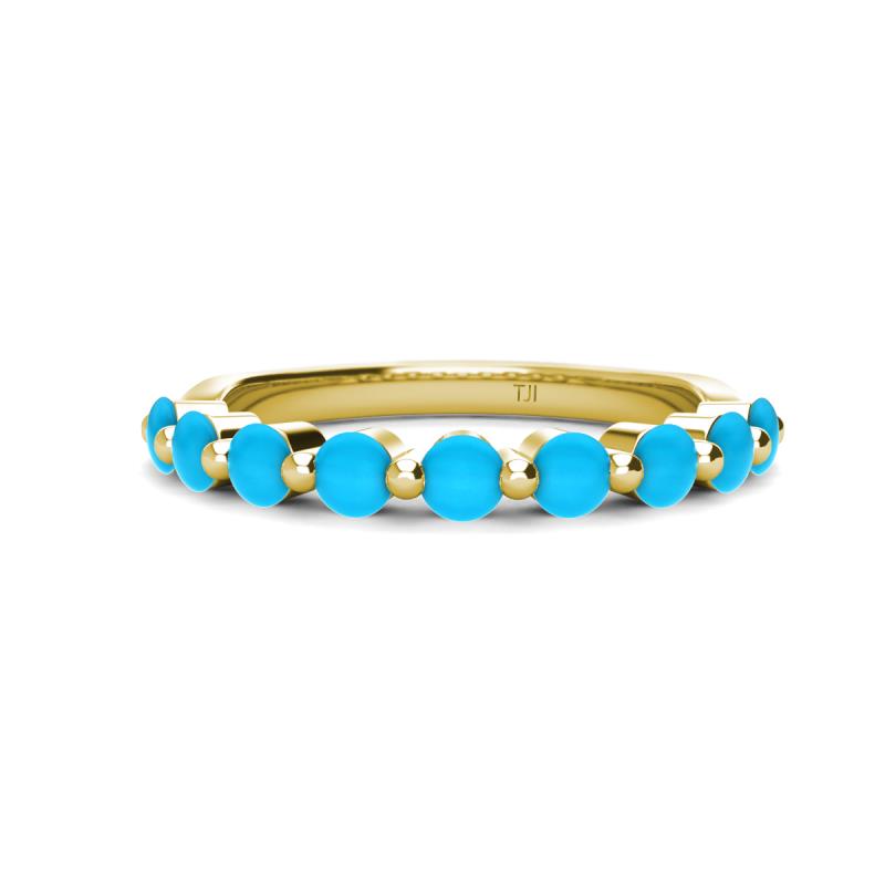Venice 3.00 mm Round Turquoise 9 Stone Wedding Band 