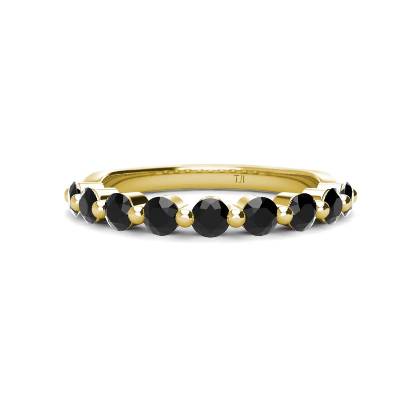 Venice 3.00 mm Round Black Diamond 9 Stone Wedding Band 