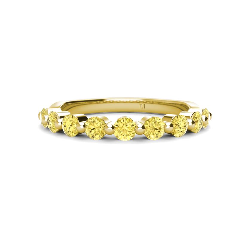 Venice 3.00 mm Round Yellow Sapphire 9 Stone Wedding Band 