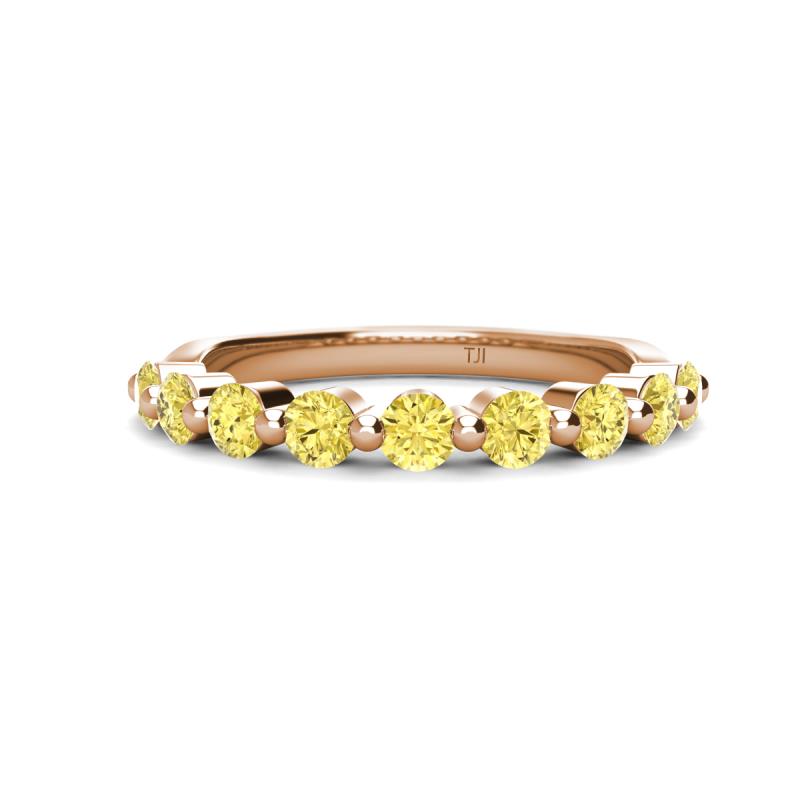 Venice 3.00 mm Round Yellow Sapphire 9 Stone Wedding Band 