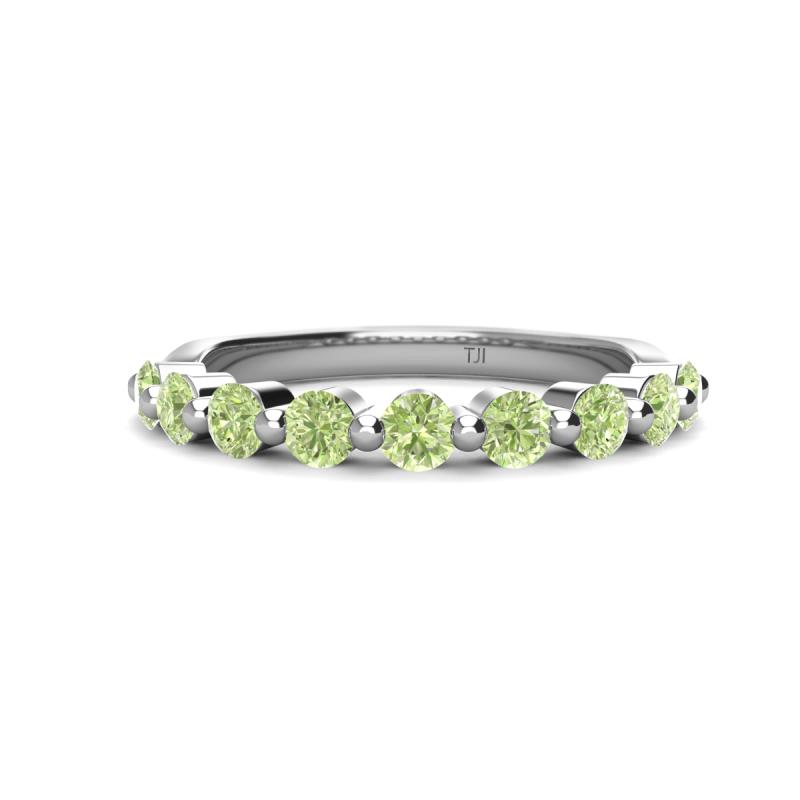 Venice 3.00 mm Round Peridot 9 Stone Wedding Band 