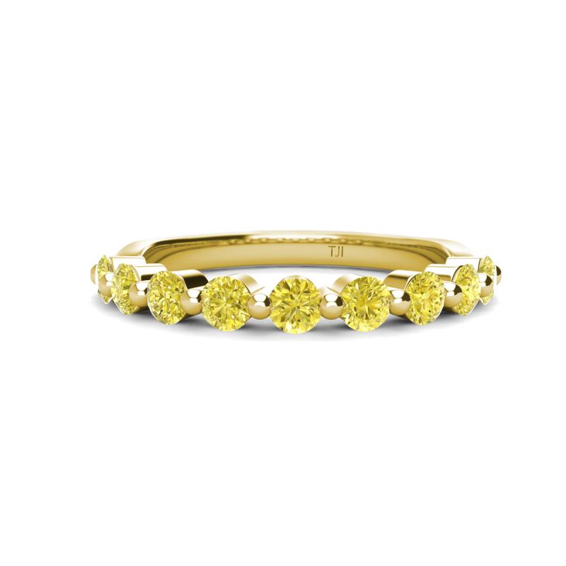 Venice 3.00 mm Round Yellow Diamond 9 Stone Wedding Band 