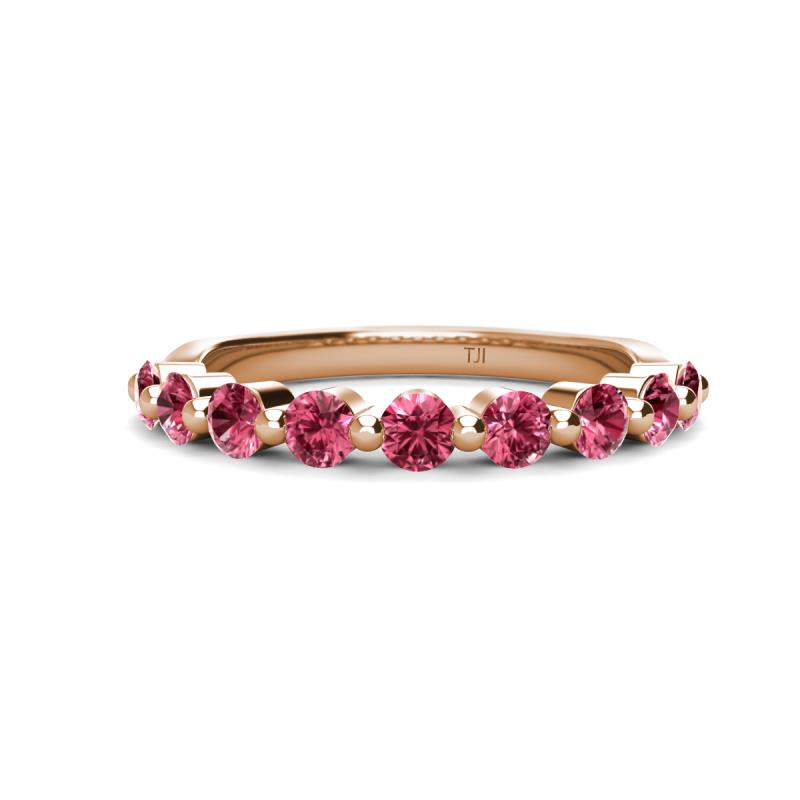 Venice 3.00 mm Round Pink Tourmaline 9 Stone Wedding Band 