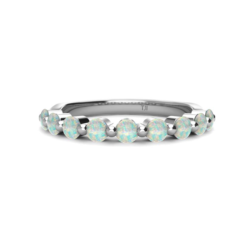 Venice 3.00 mm Round Opal 9 Stone Wedding Band 