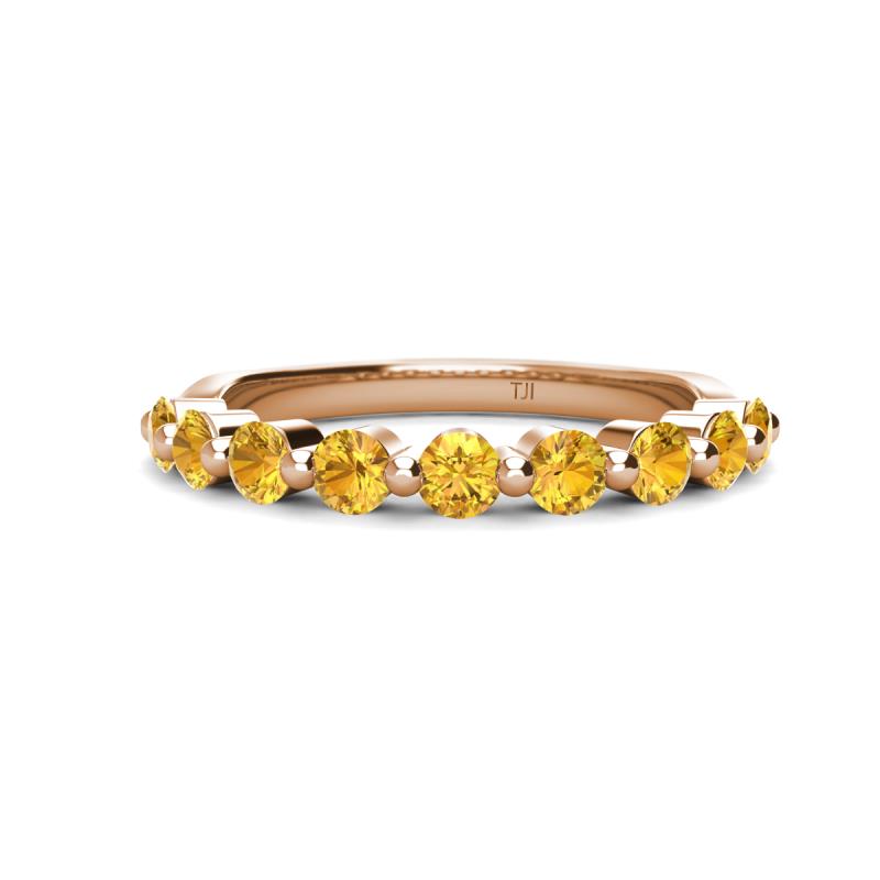 Venice 3.00 mm Round Citrine 9 Stone Wedding Band 