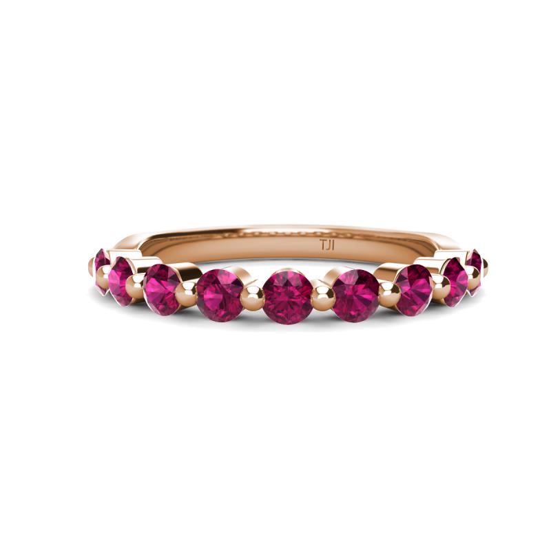 Venice 3.00 mm Round Rhodolite Garnet 9 Stone Wedding Band 