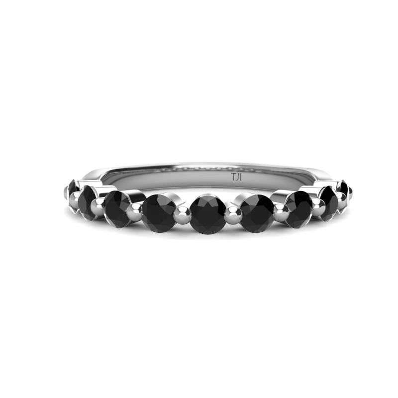 Venice 3.00 mm Round Black Diamond 9 Stone Wedding Band 