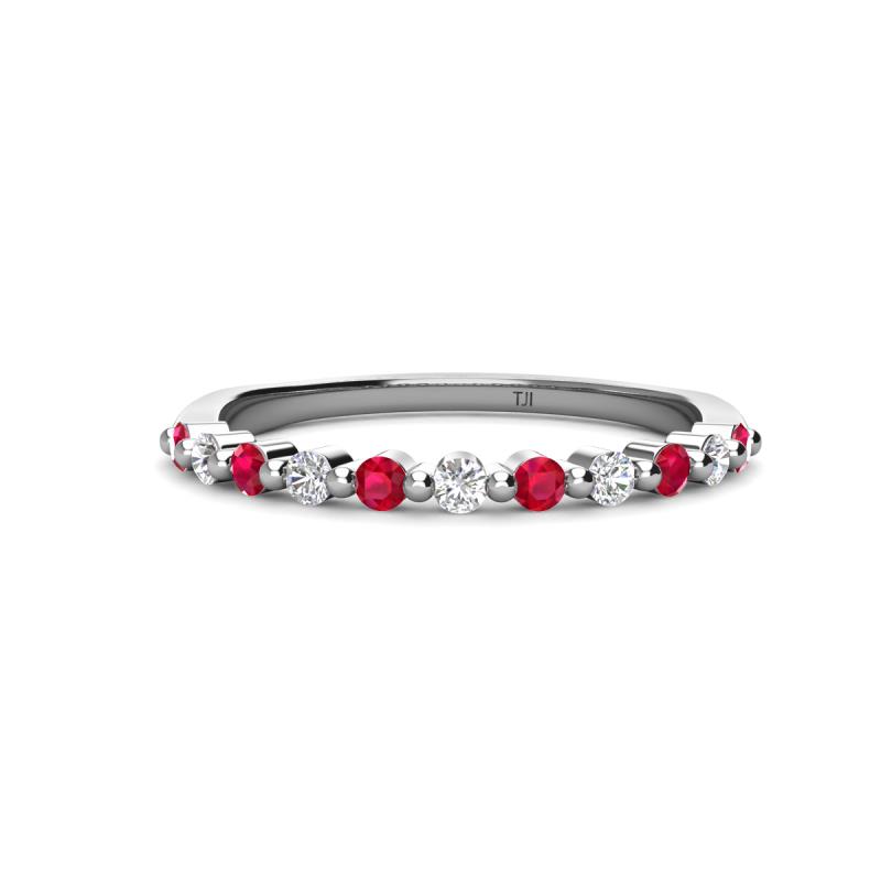 Venice 2.00 mm Round Ruby and Diamond 11 Stone Wedding Band 