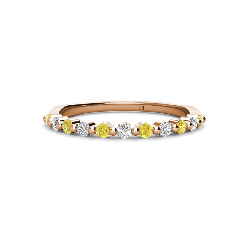 Venice 2.00 mm Round Yellow and White Diamond 11 Stone Wedding Band 