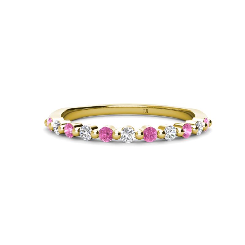 Venice 2.00 mm Round Pink Sapphire and Diamond 11 Stone Wedding Band 