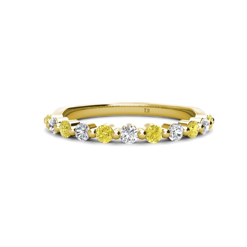 Venice 2.50 mm Round Yellow and White Diamond 11 Stone Wedding Band 