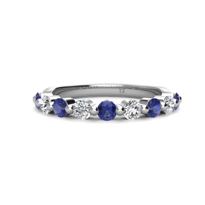 Venice 3.00 mm Round Iolite and Diamond 9 Stone Wedding Band 
