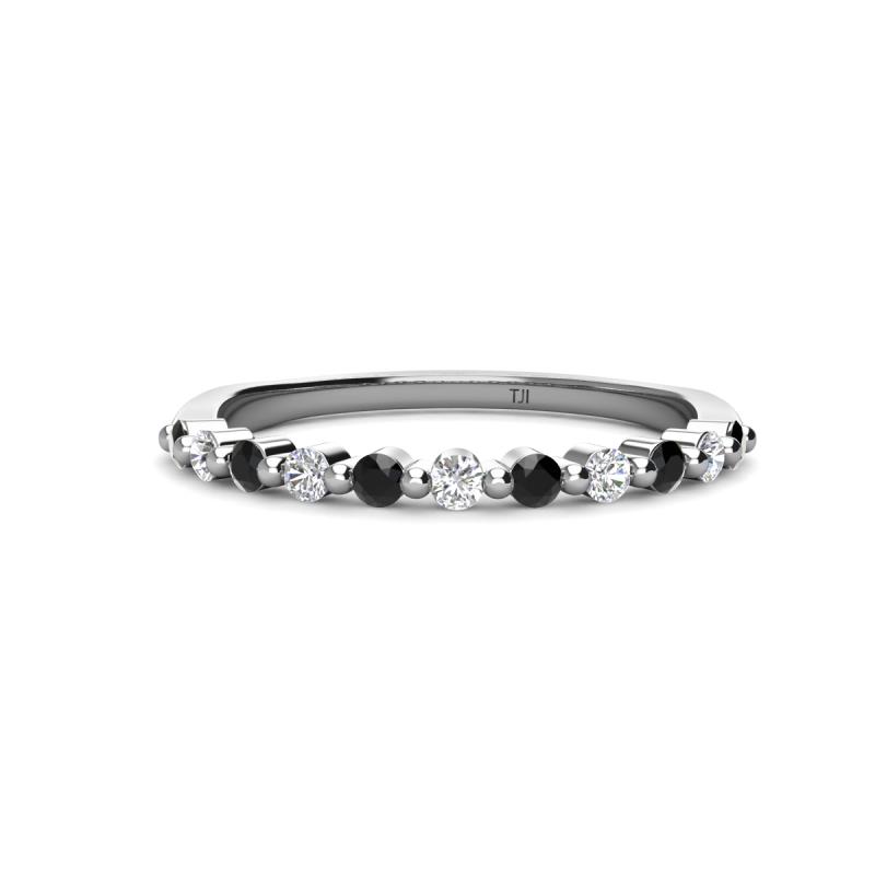 Venice 2.00 mm Round Black Diamond and Lab Grown Diamond 11 Stone Wedding Band 