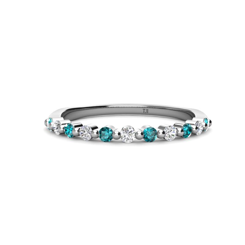 Venice 2.00 mm Round London Blue Topaz and Lab Grown Diamond 11 Stone Wedding Band 