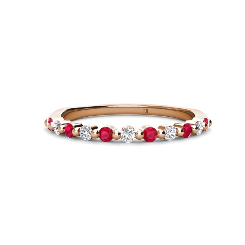 Venice 2.00 mm Round Ruby and Lab Grown Diamond 11 Stone Wedding Band 