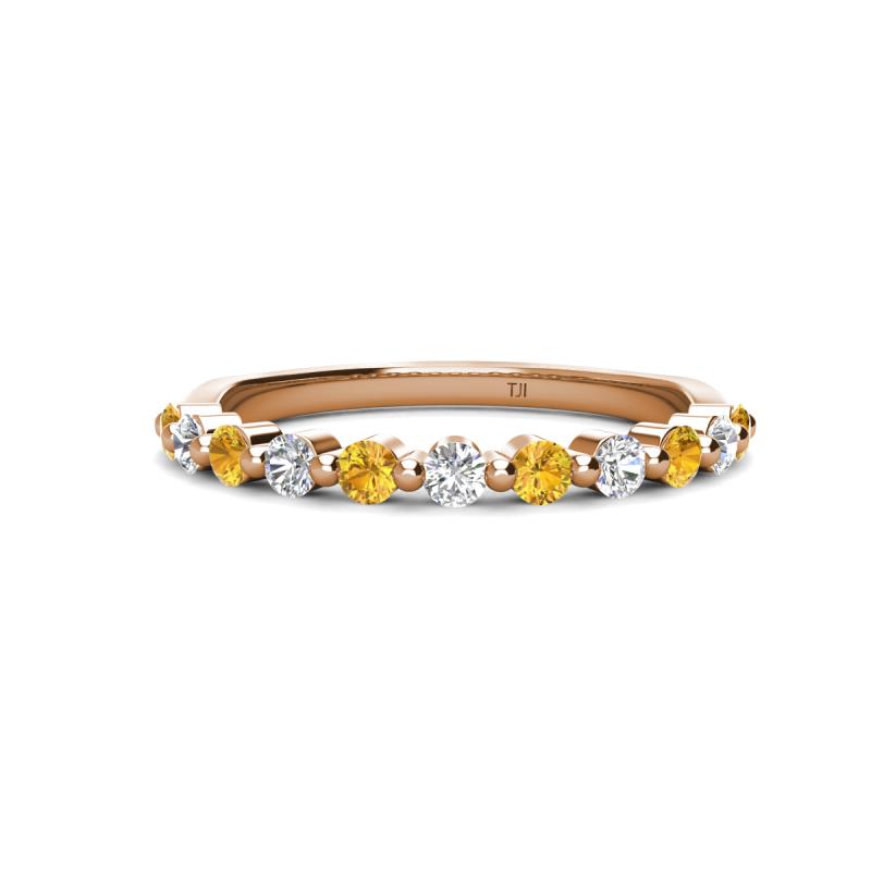 Venice 2.50 mm Round Citrine and Lab Grown Diamond 11 Stone Wedding Band 