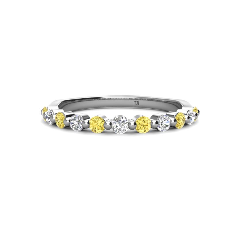 Venice 2.50 mm Round Yellow Sapphire and Lab Grown Diamond 11 Stone Wedding Band 
