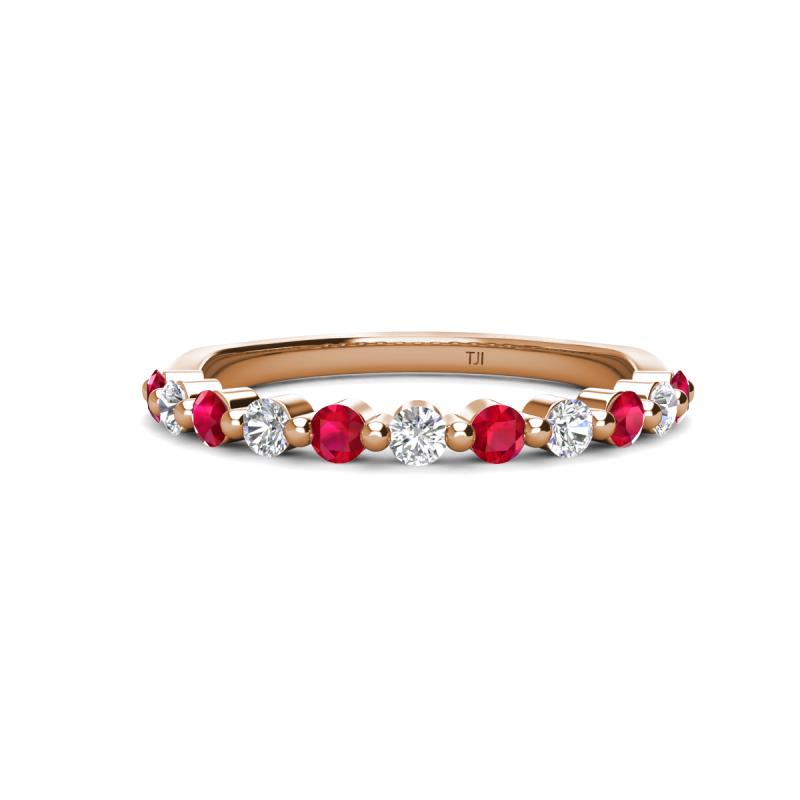 Venice 2.50 mm Round Ruby and Lab Grown Diamond 11 Stone Wedding Band 
