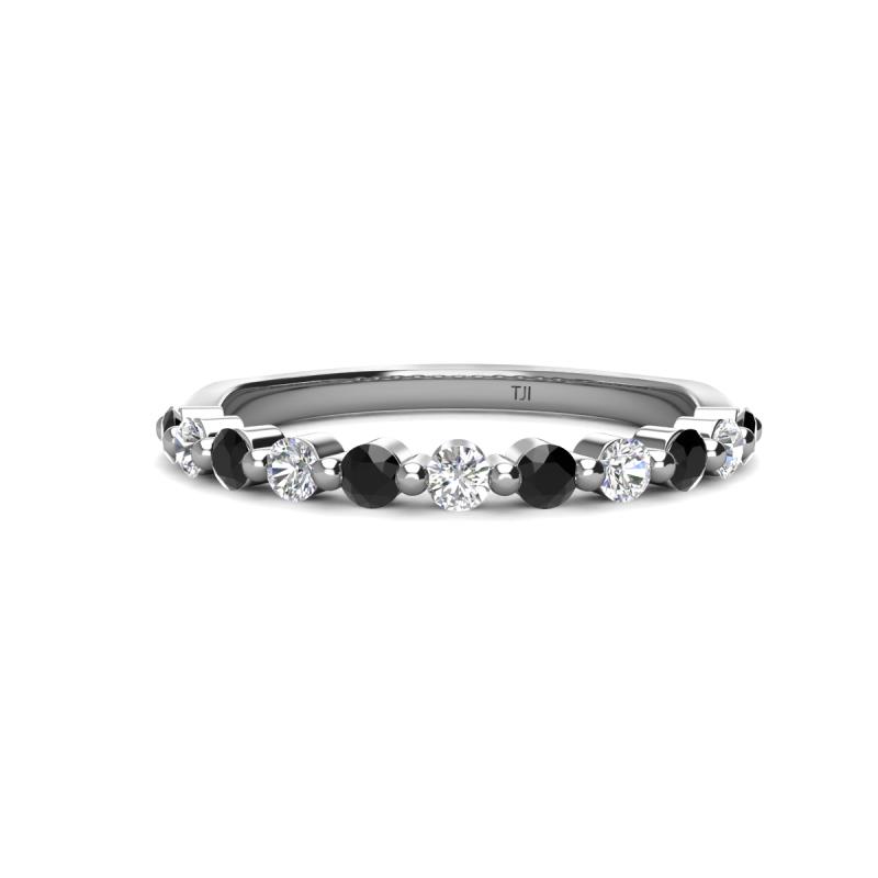 Venice 2.50 mm Round Black Diamond and Lab Grown Diamond 11 Stone Wedding Band 