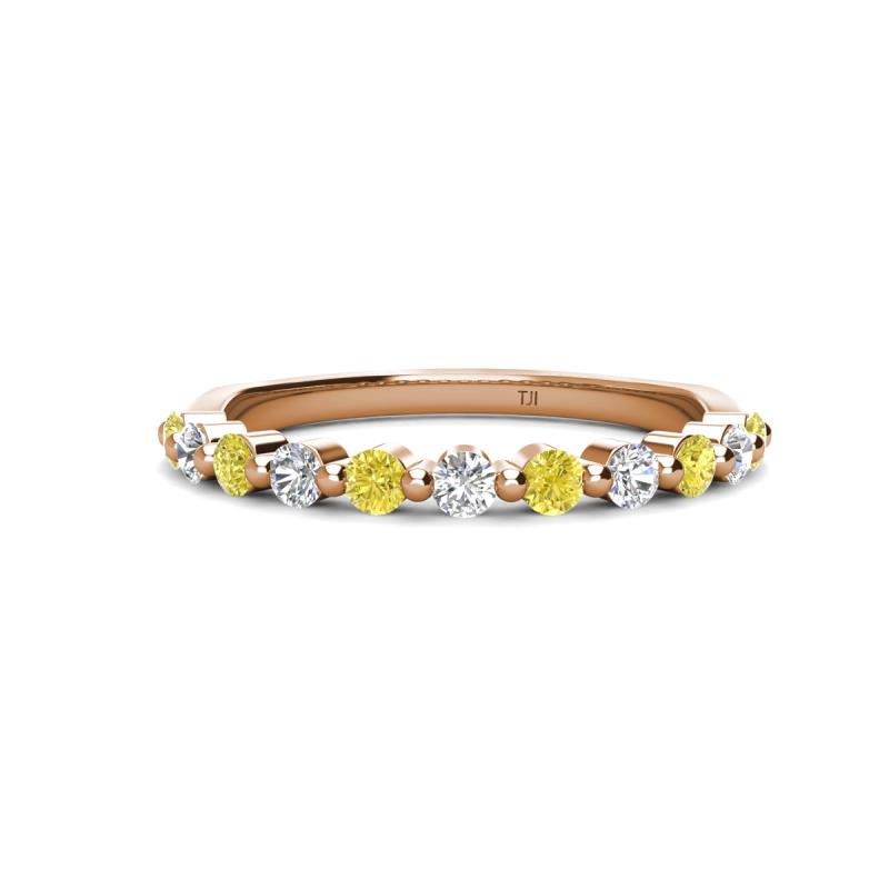 Venice 2.50 mm Round Yellow Diamond and Lab Grown Diamond 11 Stone Wedding Band 