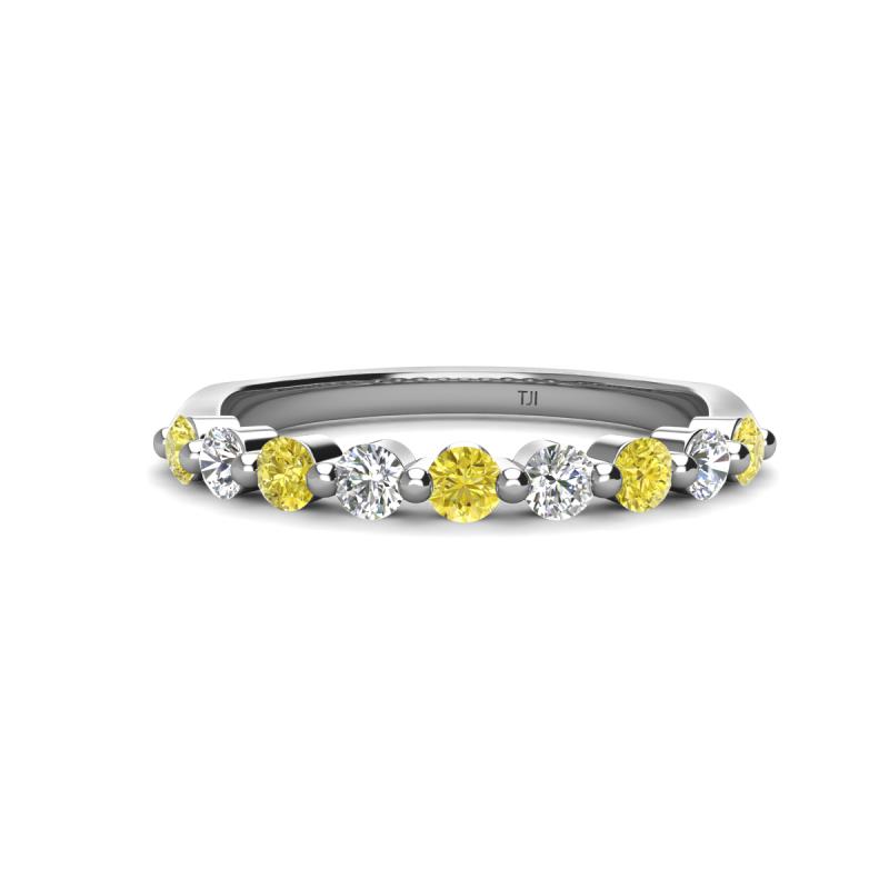 Venice 2.70 mm Round Yellow Diamond and Lab Grown Diamond 9 Stone Wedding Band 