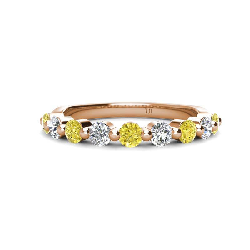Venice 3.00 mm Round Yellow Diamond and Lab Grown Diamond 9 Stone Wedding Band 