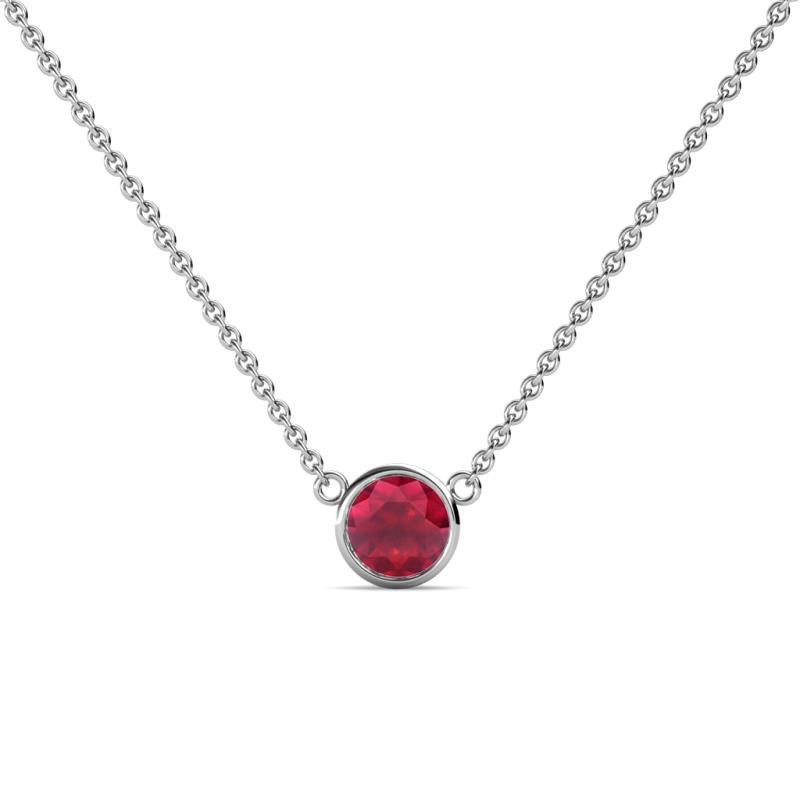 Merilyn 5.00 mm Round Ruby Bezel Set Solitaire Pendant 