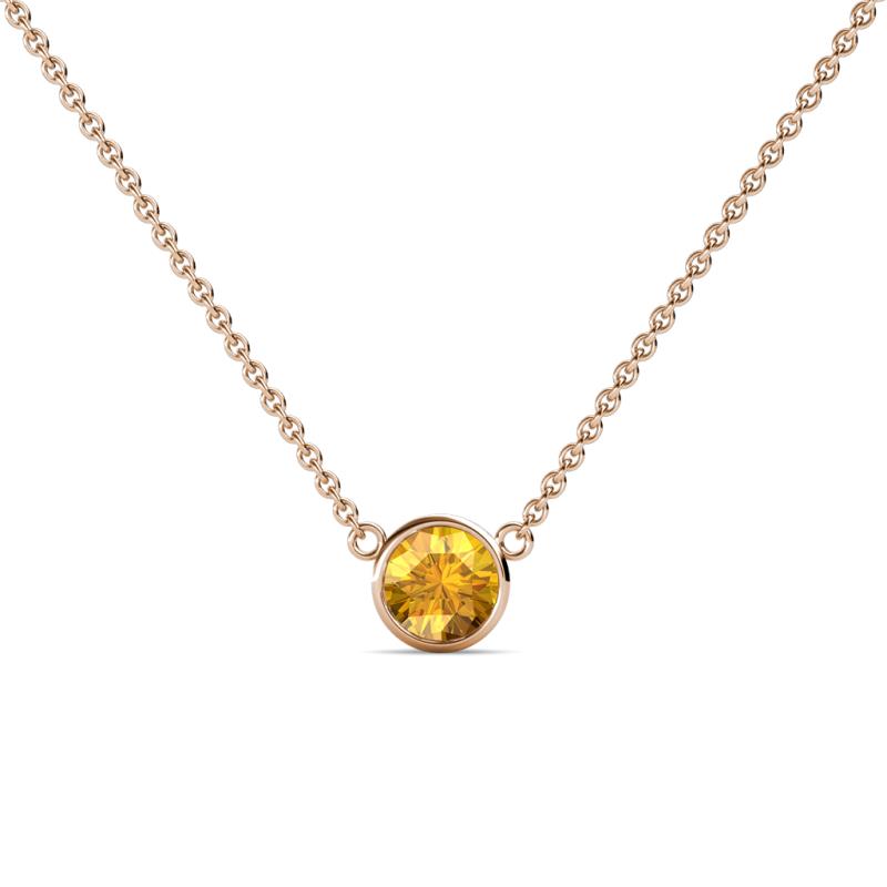 Merilyn 5.00 mm Round Citrine Bezel Set Solitaire Pendant 